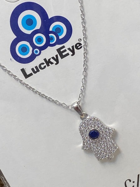 Evil Eye Sterling Silver Hamsa Necklace #9985