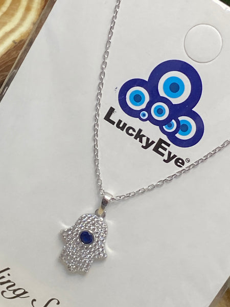 Evil Eye Sterling Silver Hamsa Necklace #9985