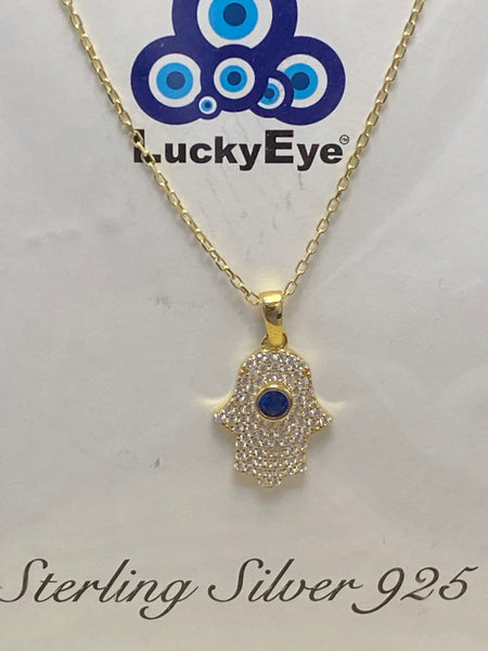 Evil Eye Sterling Silver Hamsa Necklace #9985