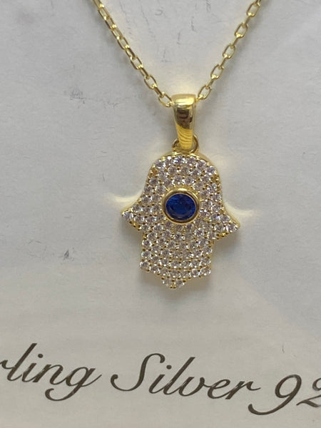 Evil Eye Sterling Silver Hamsa Necklace #9985