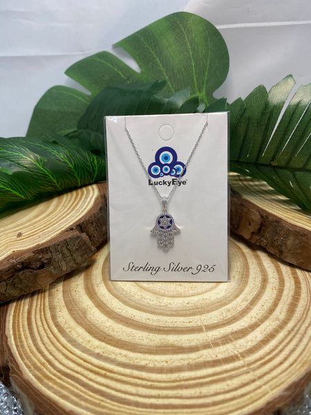 925 Sterling Silver Hamsa Necklace #9688