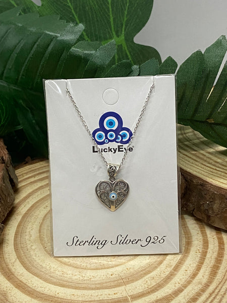 925 Sterling Silver Autantic Evil Eye Necklace #9509