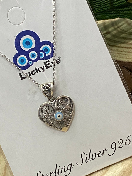925 Sterling Silver Autantic Evil Eye Necklace #9509