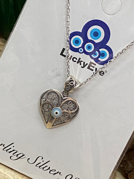 925 Sterling Silver Autantic Evil Eye Necklace #9509