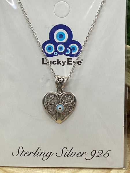 925 Sterling Silver Autantic Evil Eye Necklace #9509