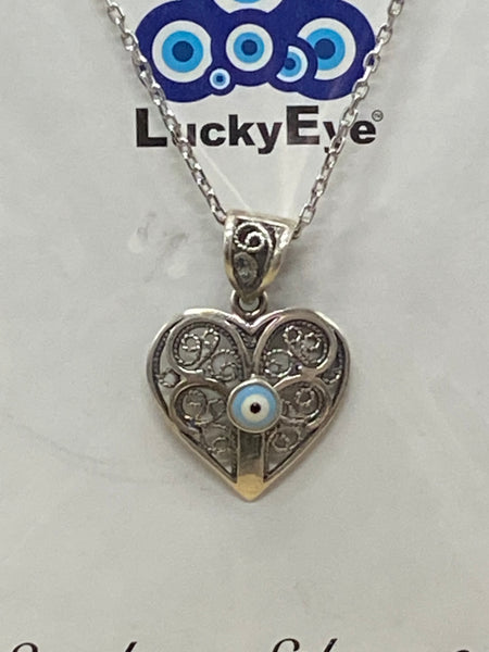 925 Sterling Silver Autantic Evil Eye Necklace #9509