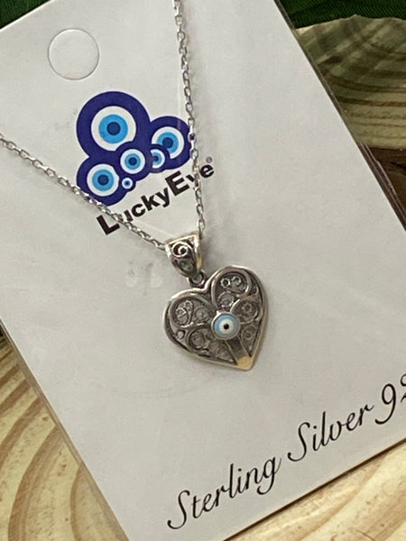 925 Sterling Silver Autantic Evil Eye Necklace #9509