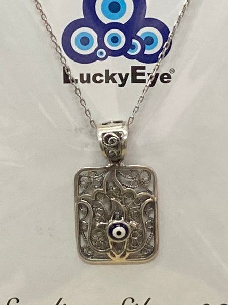 925 Sterling Silver Autantic Evil Eye Necklace #9508