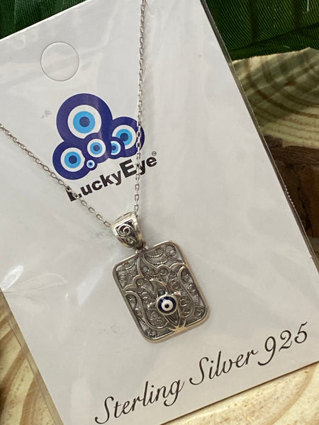 925 Sterling Silver Autantic Evil Eye Necklace #9508