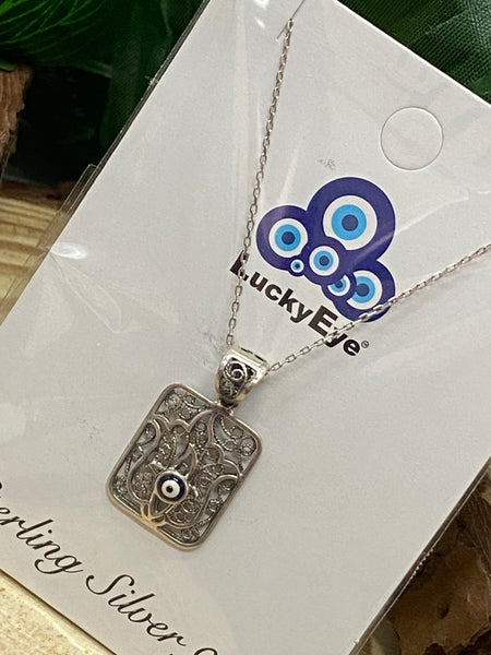 925 Sterling Silver Autantic Evil Eye Necklace #9508