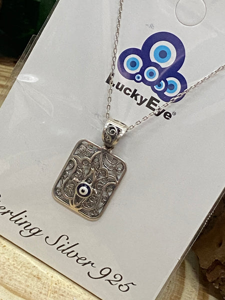 925 Sterling Silver Autantic Evil Eye Necklace #9508