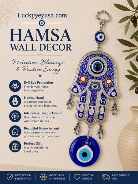 Hand of Fatima Evil Eye Hamsa Home Decor #5178
