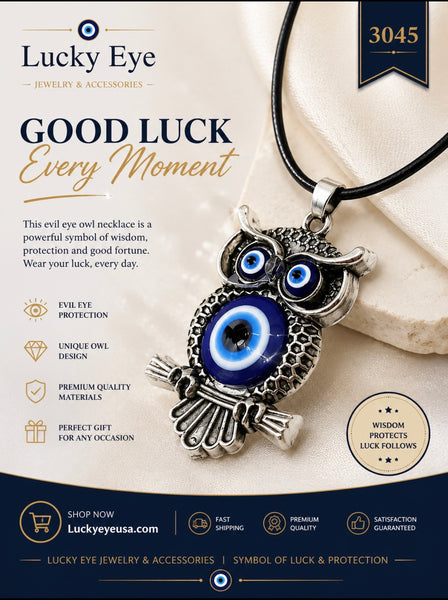 Owl Evil Eye Necklace #3045