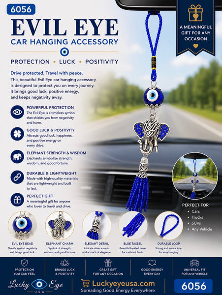 Evil Eye & Elephant Hanging Car Accessory #6056