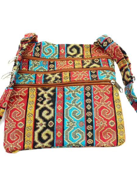 Turkish Kilim Small 3 Zipper CrossBody Bag  U-1945