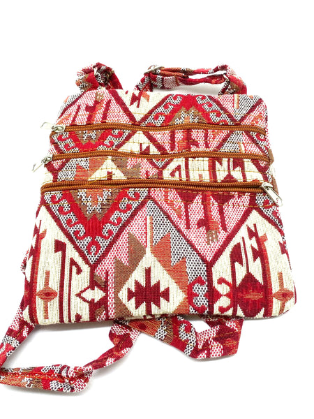 Turkish Kilim Small 3 Zipper CrossBody Bag  U-1945