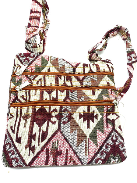 Turkish Kilim Small 3 Zipper CrossBody Bag  U-1945