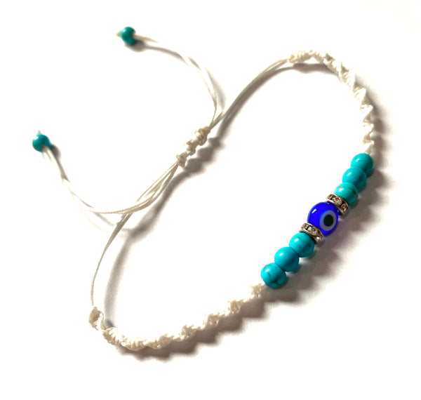 Evil Eye small bead makrome Bracelet #2605