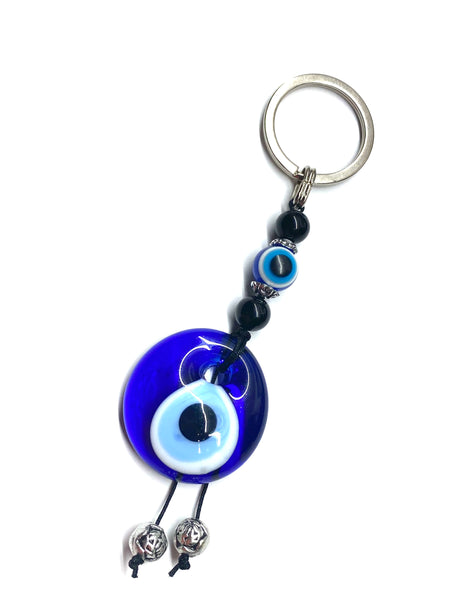 Evil Eye Black Onyx Bead KeyChain #1016