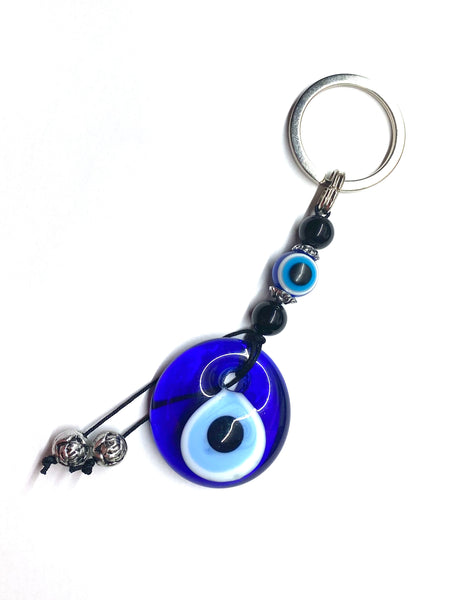 Evil Eye Black Onyx Bead KeyChain #1016