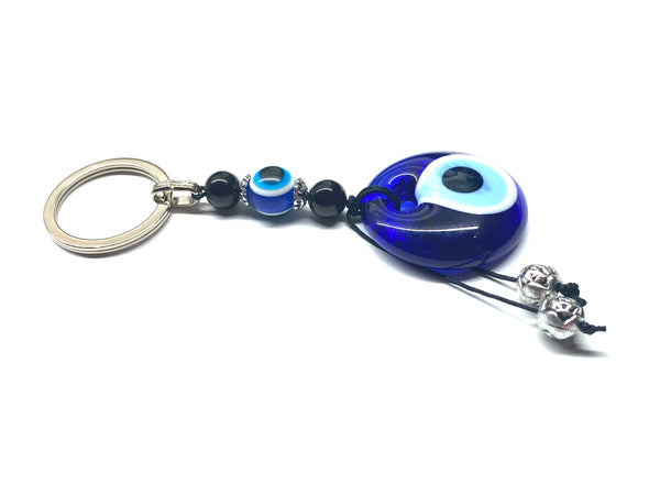 Evil Eye Black Onyx Bead KeyChain #1016