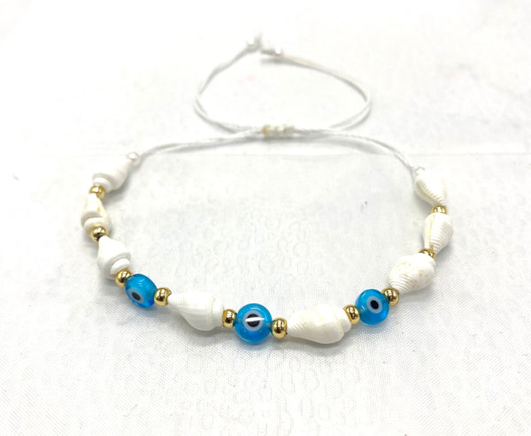 Lucky Eye Small Shell Beaded  Bracelet #2919