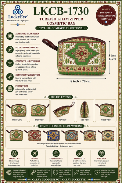 Turkish Kilim Zipper Cosmetic Bag  LKCB-1730