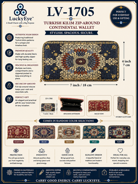 Turkish Kilim Zip-around Continental Wallet  LW-1705