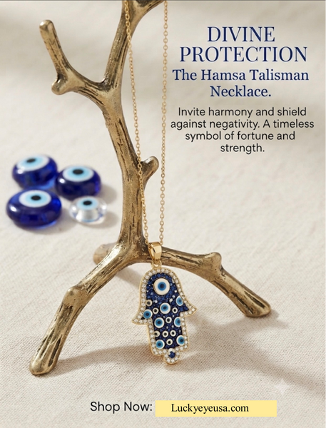 Crystal Hamsa Evil Eye Necklace #3819