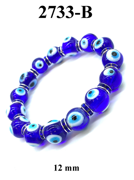 12 mm Glass Evil Eye bracelet with crystal spacers #2733