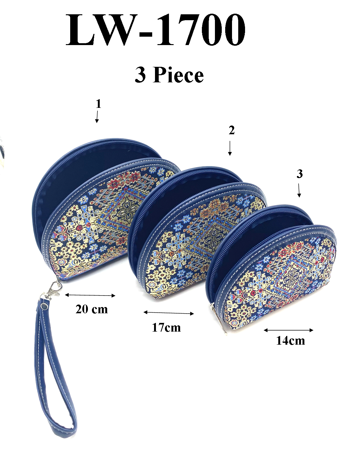 Turkish Kilim Zip-around 3 Piece Cosmetic Bag  LW-1700