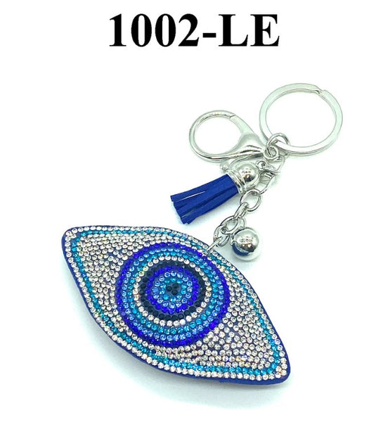 Blue Evil Eye Puffy Key Chain Purse Charm Handbag Accessory#1002-LE