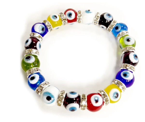 multi color evil eye  10 mm Glass Brad #2722