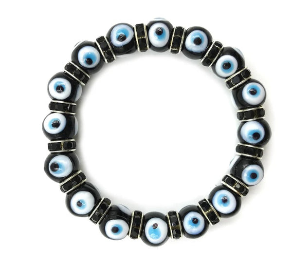 Black evil eye  10 mm Glass Brad #2725