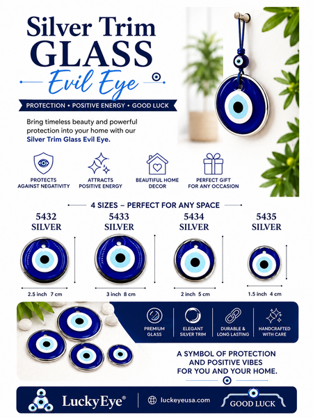 Silver Trim Glass Evil Eye