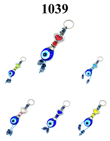 Evil Eye Protection Heart Bead KeyChain #1039