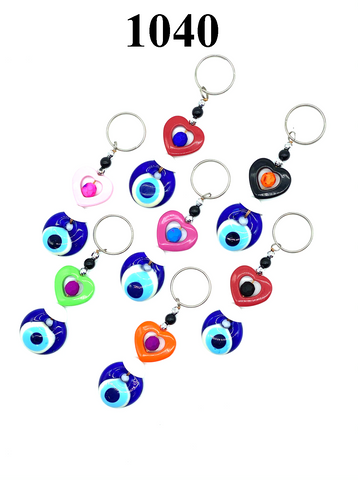 Evil Eye Protection Heart and Bead KeyChain #1040