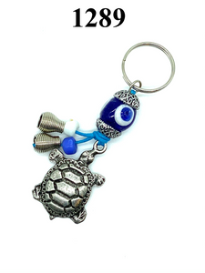 Evil Eye Turtle Keychain Dangle Beads Lucky Eye #1289