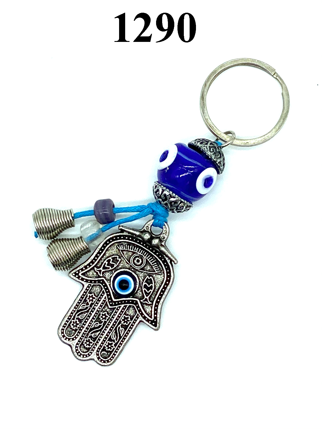 Evil Eye Hamsa Keychain with Dangle Beads Lucky Eye #1290