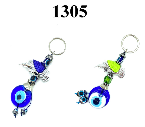 Turkish Evil Eye Parrot Keychain #1305