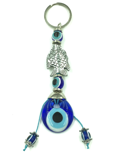 Evil Eye Fish & Glass Eye Keychain #1307