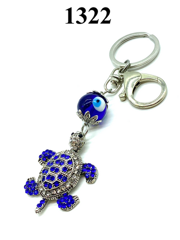 Evil Eye glass with Turtle Key Chain   #1322