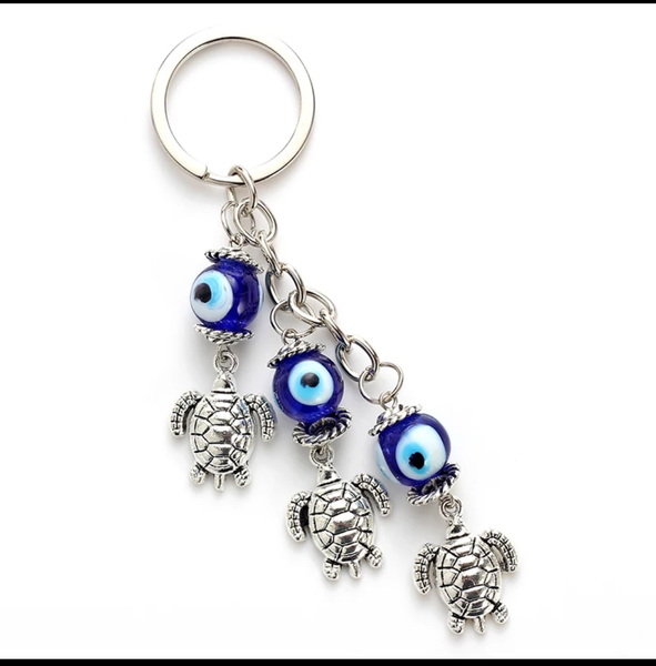 Evil Eye Glass with turtle key chain #1323
