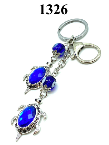 Evil Eye glass with Turtle Key Chain #1326