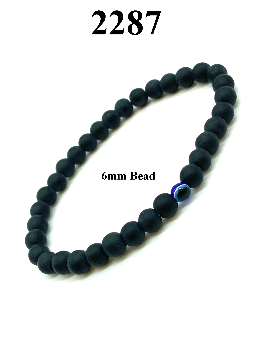 Black Bead 6 mm Evil Eye Bracelet #2287