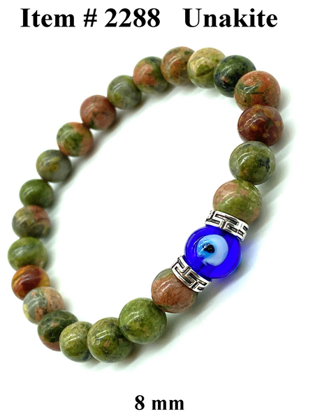 Natural stone  Unakite Eye Evil Eye Bracelet  #2288