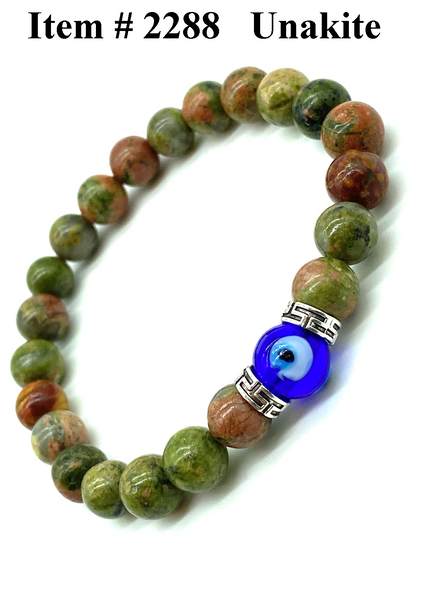 Natural stone  Unakite Eye Evil Eye Bracelet  #2288