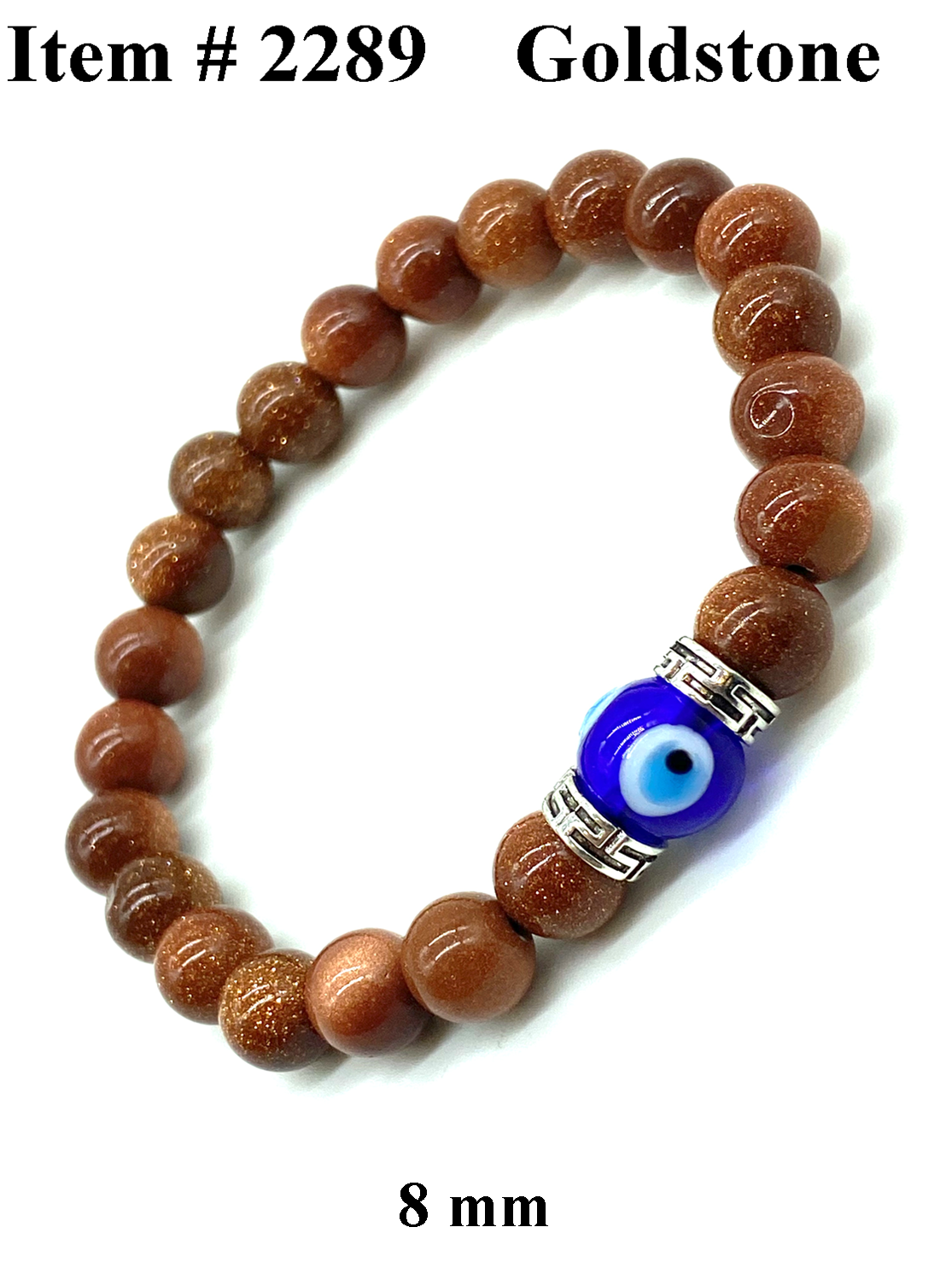 Natural Gold stone Eye Evil Eye Bracelet  #2289