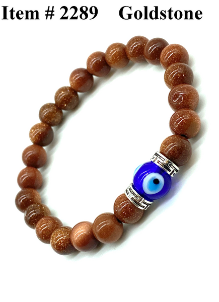 Natural Gold stone Eye Evil Eye Bracelet  #2289