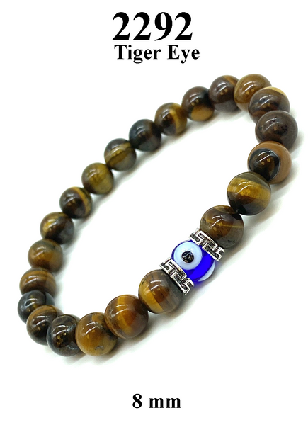 Tiger Eye Evil Eye Bracelet  #2292